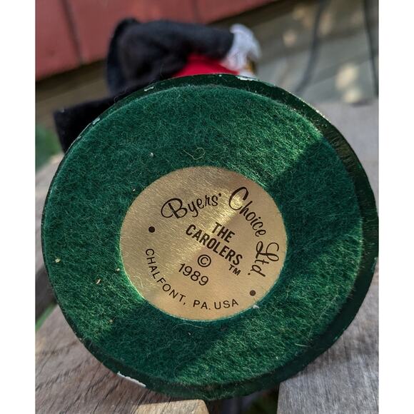 Byers' Choice Caroler 1989 Christmas Man Black Coat Red Vest Brass Pocket Watch - Picture 8 of 8